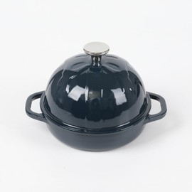 HAWOK Cast Iron Bread Cloche, Dia. 6.3inch/16cm, 0.57qt, Sourdough Baking Pan Enameled Navy Blue