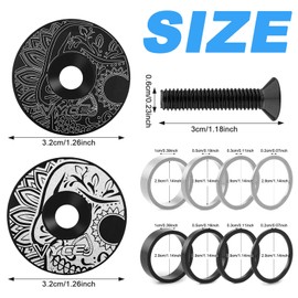 GZLFH Pack of 2 Ahead Cap, MTB Headset Cap with 2 Spacer and 1 Hex Key MTB Top Cap for 1 1/8 Inch Road Bike, Cyclocrosser (Black and White)