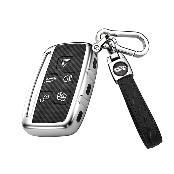 HIBEYO Car Key Case Fits Range Rover Carbon TPU Protective