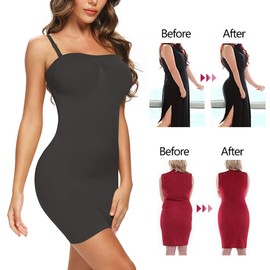 Joyshaper Bodice Dress Shaping Women's Underdress Shapewear with Straps Stomach Way Light Shaping Underdress Figure Shaping Dress, Black (black-1)