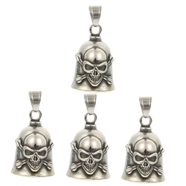 Kisangel 4pcs Skull Bell Pendant Necklace for Men Punk Style DIY Jewelry Motorcycle Jewelry Bell Charm