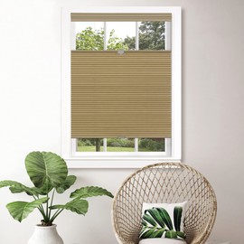 Cordless Cellular Pleated Window Shades - 33 Inch Width, 64 Inch Length - Wheat - Light Filtering Top-Down Honeycomb Pull Down Blinds for Windows and Skylights by Achim Home Decor