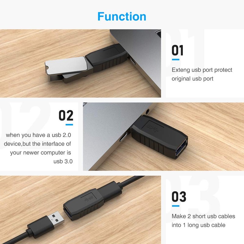 ELUTENG USB Coupler Male to Female 4Packs USB 3.0 Type