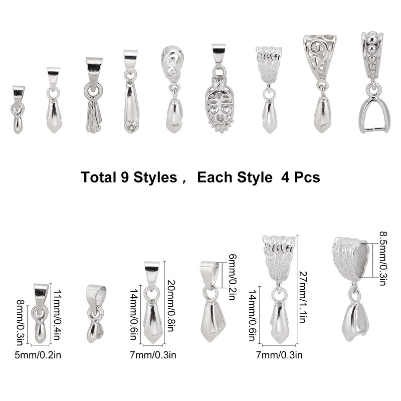 SUNNYCLUE 1 Box 9 Styles Pinch bails Brass Pendant Clasps