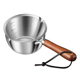 Butter Warmer Pot with Wooden Handle for Seafood, Mini Milk Warmer Pot Stainless Steel Milk Warmer for Coffee, Butter Melting Pot Small Heating Cookware Soup Wamer Pan(size:5.28oz/150ml)