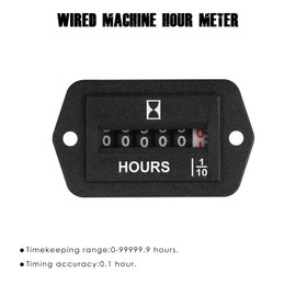 Taikemeti Wired Machine Hour Meter, Analog Hour Meter, Widely Used in Air Compressor Combine Harvesters Lawn Tractors Small Excavators. (AC110V-250V)