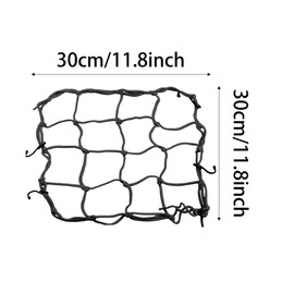 Runseaway 2Pcs 12" x 12" Elasticated Bungee Luggage Cargo Net with 6 Adjustable Hooks, Heavy Duty Tie-Down Net for Motorcycles, ATVs, Bikes, Cars, Trucks (Black)