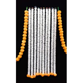 Estationeryhouse Jasmine Garland with marigold flower at bottom.white/orange 1 meter, pk of 4