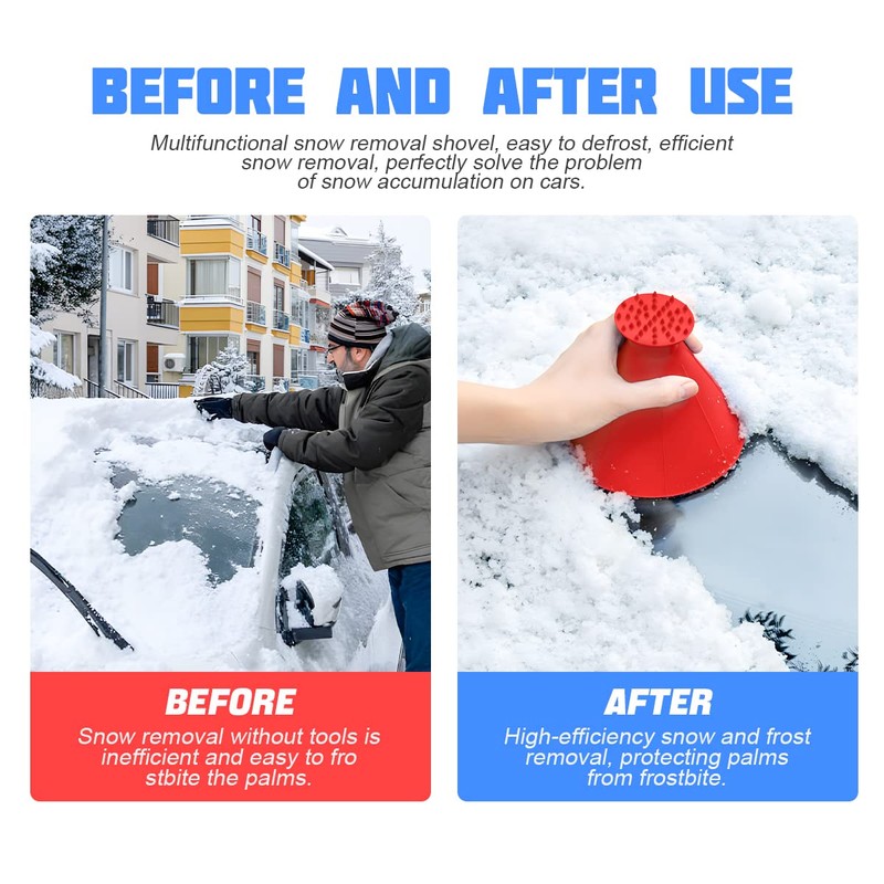 JNNJ 2 Pieces Round Ice Scraper, Windscreen Snow Remover, Car
