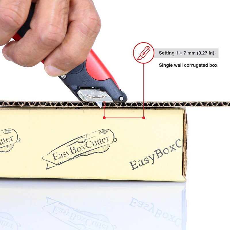 Modern Box Cutter, extra tape cutter at back, dual side