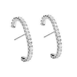 204Dealnow 14K Gold Plated 925 Sterling Silver Paved Gemstone Post Minimalist Suspender Curved Ear Cuff Earring Wrap Earlobe Studs For Women Gift Anniversary, Birthday, Christmas, Wedding, Cubic