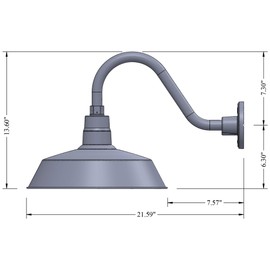 14in. Satin Black Outdoor Gooseneck Barn Light Fixture with 14.5 in. Long Extension Arm - Wall Sconce Farmhouse, Vintage, Antique Style - UL Listed - 9W 900lm A19 LED Bulb (5000K Cool White)