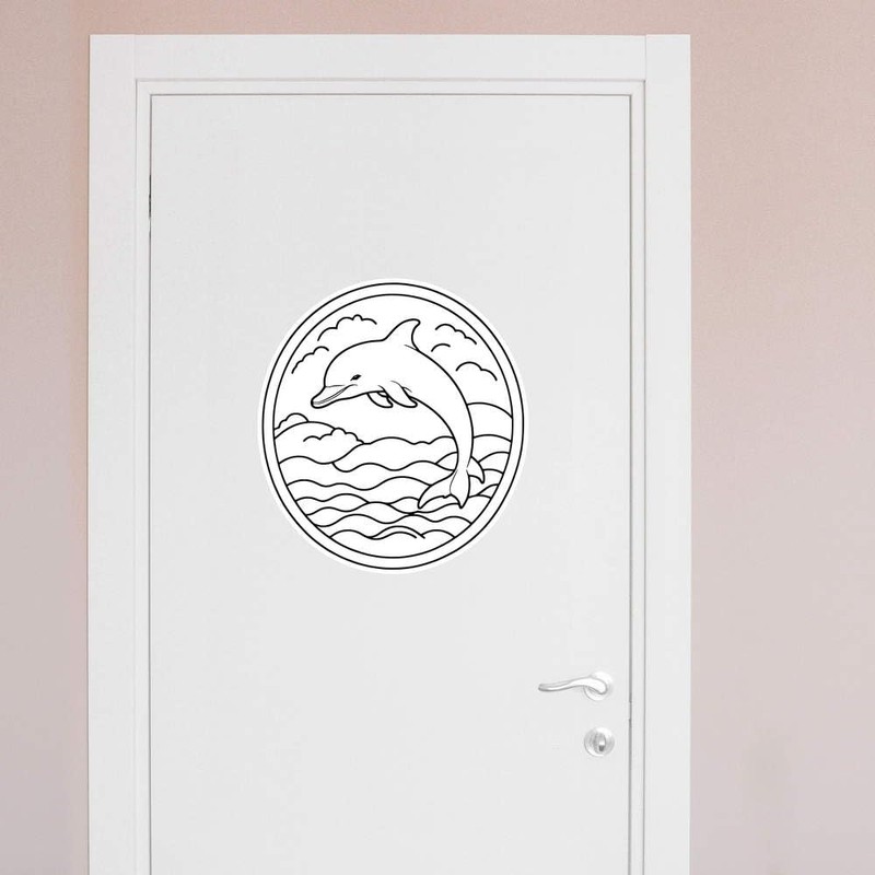 Extra Large 460mm 'Cute Dolphin' Permanent Sticker Decal for Cars/Windows/Bins/Walls