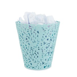 Balvi Letters Waste Paper Basket Turquoise Colour Paper Basket Original Design Plastic