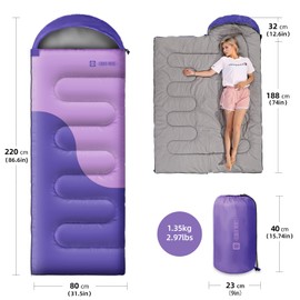 Sleeping Bags for Adults&Kids,Lightweight Waterproof Warm Weather Sleeping Bag,Compact Portable Sleeping Bag for Camping,Essentials Gear for Camping Hiking Outdoor Travel (palepurple)