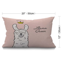 BGBDEIA llama queen Lumbar Cushion Cover 30 x 50 cm 12x20 Inch Decorative Bedroom Living Room Alpaca Wearing Crown Funny Cute Animal Cartoon Rectanglar Throw Pillow Cover for Bed Sofa Couch