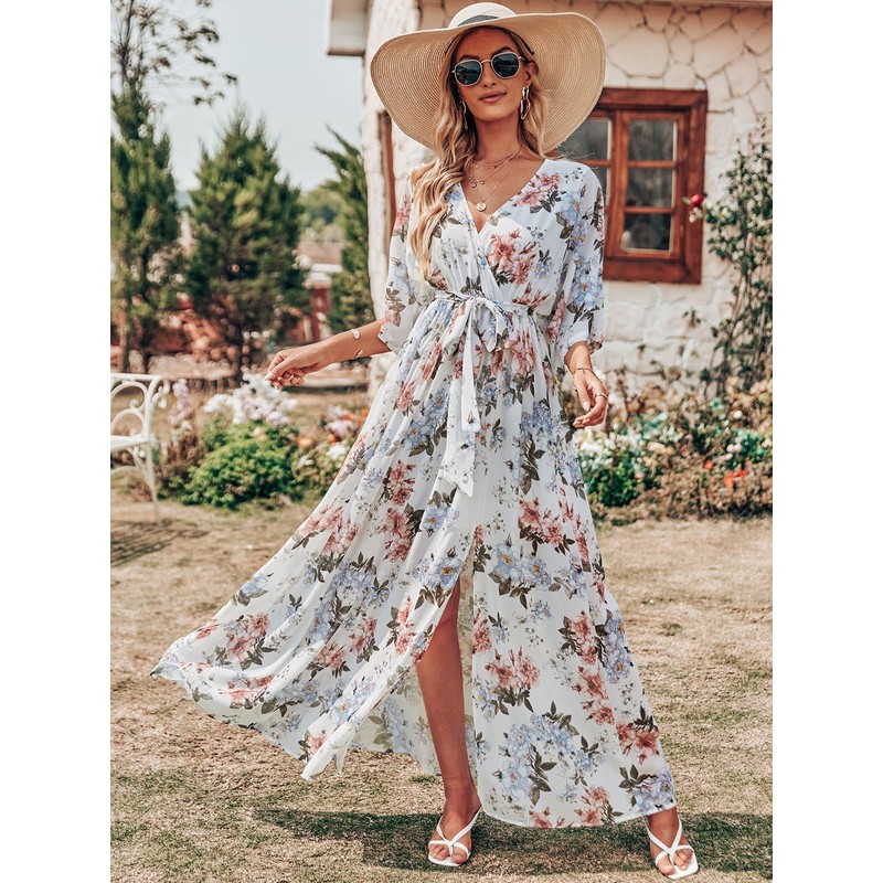 ANRABESS Womens 1/2 Sleeve Beach Wedding Guest Maxi Dresses 2025