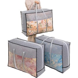 Astro 171-68 Activated Carbon Deodorizing Duvet Storage Bag, Set of 3, Single and Double, Activated Carbon Power for Deodorizing Storage, Includes Handle for Easy Carrying and Transporting, Breathable