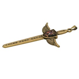 Colgante de espada de San Miguel | 3 pulgadas de alto | Quem Como Deus | Patrono de la Policía y los Soldados | Gran regalo católico para la Primera Comunión y Confirmación, Metal, No es una piedra preciosa