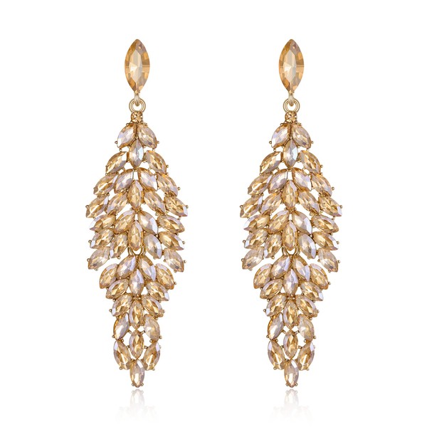 EVER FAITH Crystal Fashion Statement Dangle Drop Earrings, Art Deco