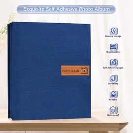 Popotop Large Photo Album Self Adhesive 4x6 5x7 8x10 Scrapbook Album DIY Picture Book,Gifts for Mom,Family Baby and Wedding,with Metal Pen and Plastic Board