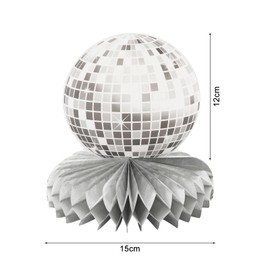 Pack of 6 Party Decoration Disco Ball Ornaments 4D Disco Ball Decoration Silver Disco Decoration Table Toppers Birthday Honeycomb Centrepiece Stage Props Wedding Music Festival Decoration