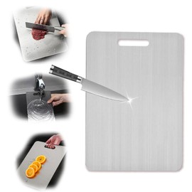 YongSral Titanium Chopping Board, 34 x 23 cm Titanium Cutting Board, Stainless Steel Cutting Board, Titanium Chopping Boards for Meat, Bread, Vegetables (1 Piece)