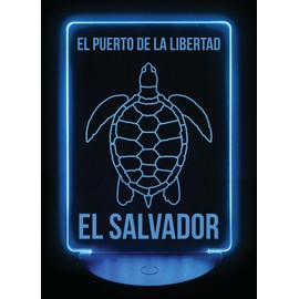El Puerto De La Libertad El Salvador Turtle Souvenir Acrylic Color Changing LED Night Light with Remote and USB Plug 4-Pack