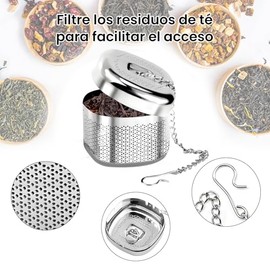 infusor de te acero inoxidable, Juego de 2 Infusores de T de Acero Inoxidable, Filtro de T de Metal Reutilizable para Hojas Sueltas y Condimentos     