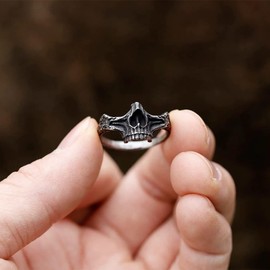 ZMY Home Skull Ring with Nose and Upper Jaw Design Gothic Skull Bone Band Jewelry (11)
