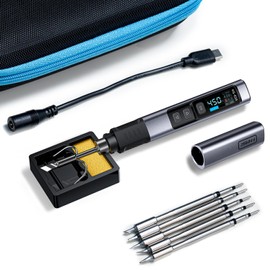 FNIRSI HS-02A Soldering Iron Internal Heating Portable Soldering Iron Kit 100W Fast Heating with Soldering Tip USB Powered Digital IPS Display Adjustable Temperature 100℃-450℃ DIY Welding Tool
