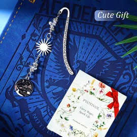 Pyotivol Vintage Bookmark Decoration Pendant Silver Metal Pendant Hook Glass Bead Chain Book Marks for Reading Women, Men, Book Lovers, Girls, Teens, Teachers and Students Handmade Bookmarks