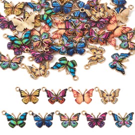 Boutigem 36Pcs Butterfly Enamel Charms Colorful Insect Butterfly Shape Metal Charms Flying Insect Animal Dangle Pendants for DIY Crafts Necklace Bracelet Earring DIY Jewelry Making