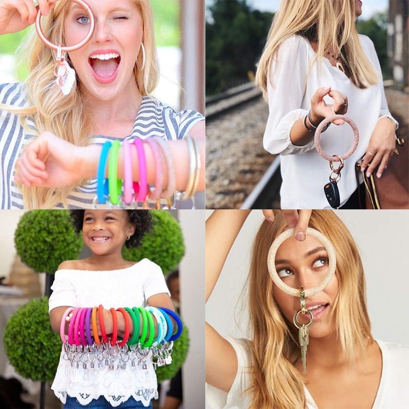 ETHOON Wristlet Keychain Circle Silicone Bangle Keyring Oversized Bracelet Key