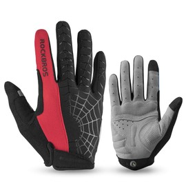 ROCKBROS Cycling Gloves, For Spring, Summer, Autumn, Smartphone Compatible, Breathable, 3D Pat, Shock Absorption, Road Bike, Full Finger, Men's, Women's