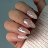 Chrome Press on Nails Medium Almond SWEKKE Light Brown Fake