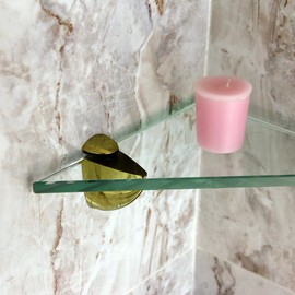 Dulles Glass Adjustable Shelf Brass Clamps (Pair) for 1/8" - 15/16" Glass/Wood/Acrylic Thickness Shelves
