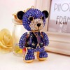 Bear Keychain Electroplate Long Bright Rhinestones Bear Keychain with Hook