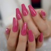 Coolnail Glossy 24pcs Dark Rose Pink Coffin False Nail Tips