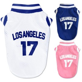 Stylish Paw Limited Design Dog Clothes Fall & Winter Clothes Los Angeles No. 17 Fashionable White/Cute Pink/Cool Blue [Baseball Basketball Uniform] [Dog Clothes, Pet Clothes] [Small Dogs, Medium Dogs,