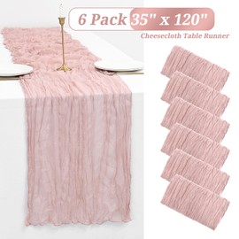 6 Pack Dusty Pink Cheesecloth Table Runner Gauze Table Runner 10FT Long Semi-Sheer Table Runner Boho or Rustic Wedding Table Decor for Wedding Decor Arch Draping Bridal Shower Holiday Party