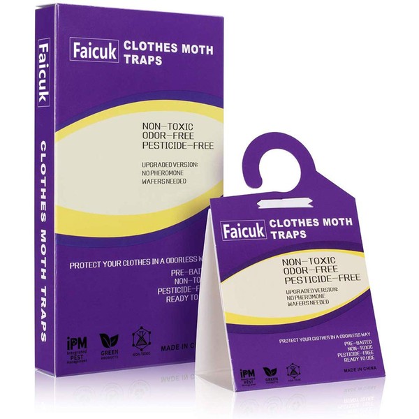 Faicuk Clothes Moth Traps with Pheromone Attractant for Closet and Carpet (6 Pack)