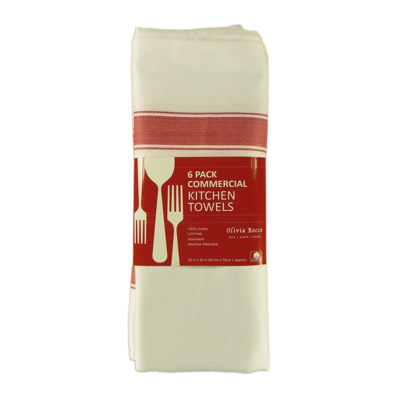 Pack of 6 Kitchen Tea Towels Large 100% Cotton Commercial