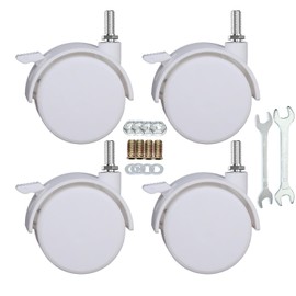 2" Stem Casters Replacement Casters Threaded Swivel Furniture Caster Wheels with Brakes 100Lbs (5/16-18-White)