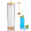 JYPS 13-Inch Acrylic Straw Dispenser with Bamboo Lid with 100