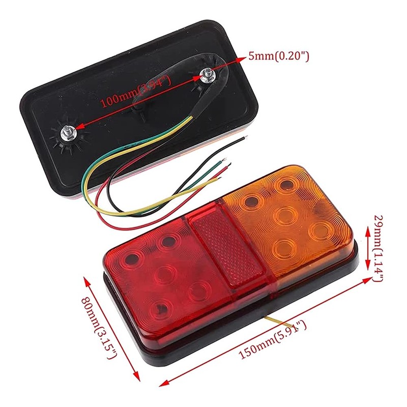 2Pcs 12V 10LED Waterproof Truck Trailer Truck Tail Light Car