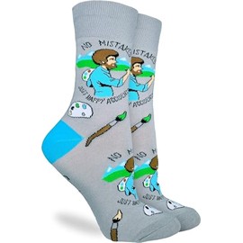 Good Luck Sock Women's Bob Ross, Happy Accident Socks, Adult, Shoe Size 5-9