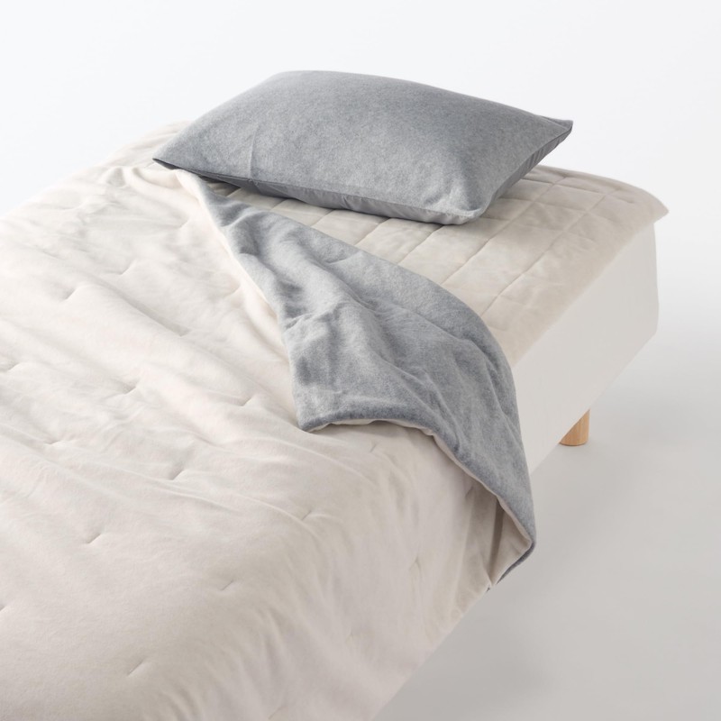 Muji 83412777 Smooth Fleece Pillow Cover, Gray, 16.9 x 24.8