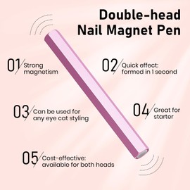 MIZHSE Cat Eye Magnet Nail Tool: Double-Head Nail Magnet Pens Hexagonal Design Magnet Stick, Nail Art Cat Eye Magnet Stick Nail Design Tools for Studio Nail Salon Home DIY