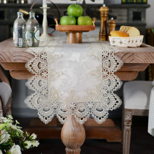 ARTABLE Lace Table Runner Macrame Farmhouse Boho Christmas Rustic Embroidered